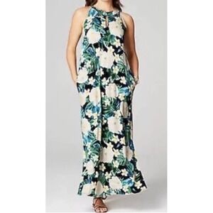 J.Jill Womens Dress S Black Maxi Floral Tropical Sleeveless  Casual Vacation